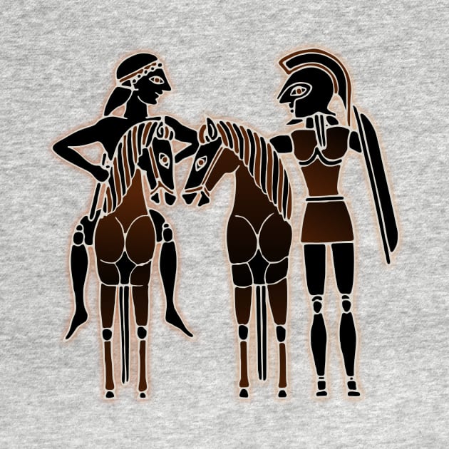 Greek warrior, Youth and their horses by Mosaicblues